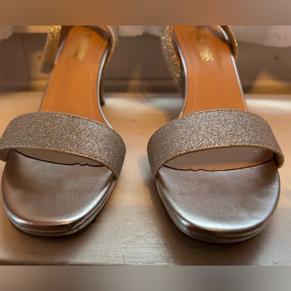 SILVER GLITTER STILETTOS WITH ANKLE STRAP! SIZE 9 WORN 1x - Picture 8 of 16